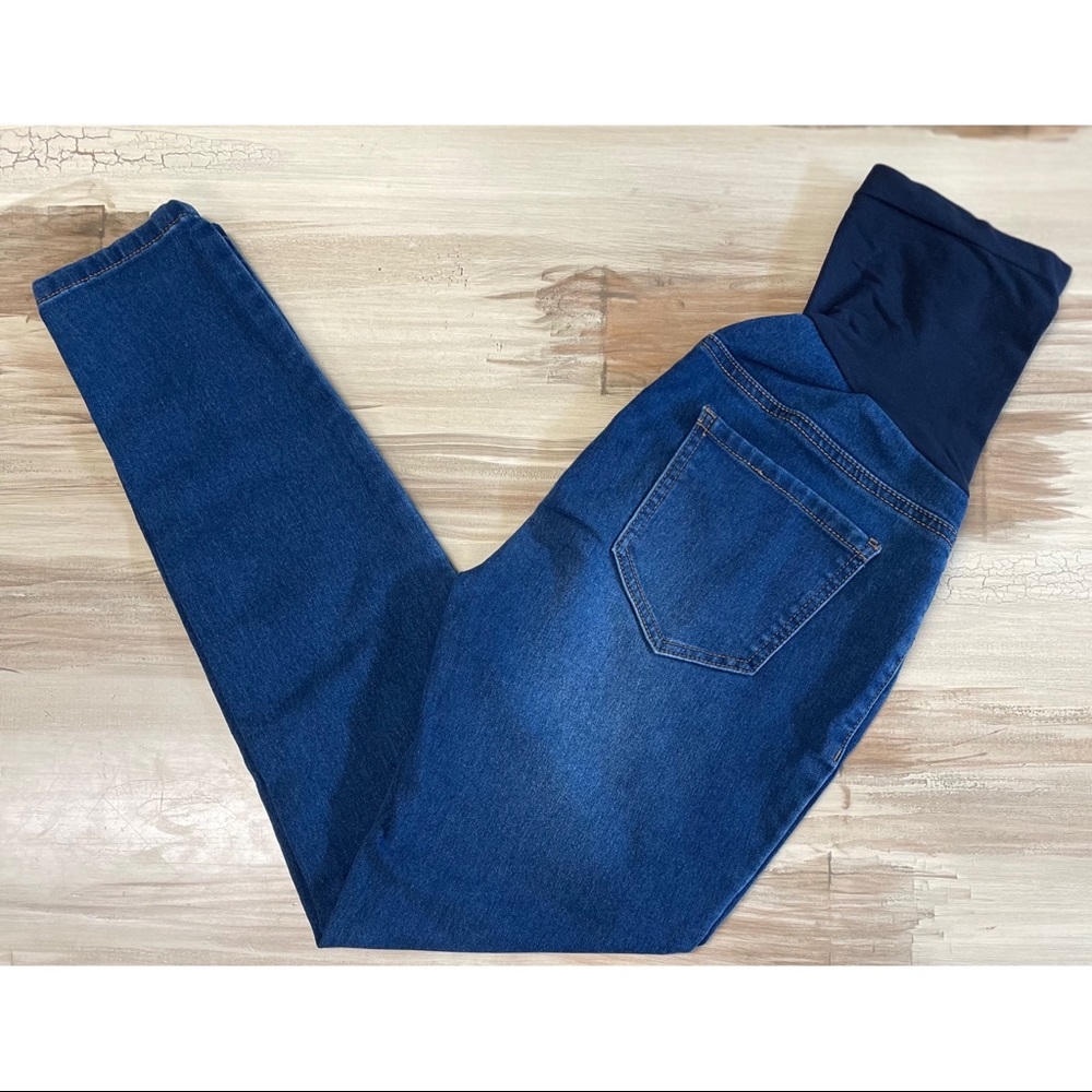 Indigo Blue Maternity Skinny Leg Jeans Belly Band Blue Size M
